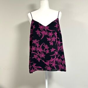 Vince Camuto Floral Tank Top | Size L | Black Fuchsia | NWT